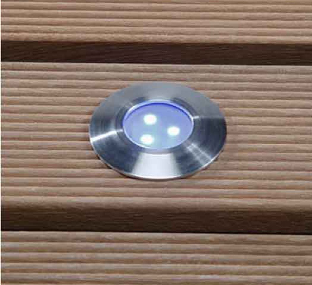 Spot led encastré Alpha, pour terrasse, bleu