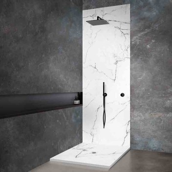 Vignette Receveur résine 70 x 70 cm imitation marbre blanc - grille carrée centrée