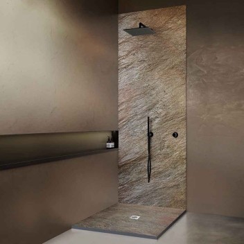 Vignette Receveur pierre naturelle cuivre 70 x 70 cm - grille carrée centrée