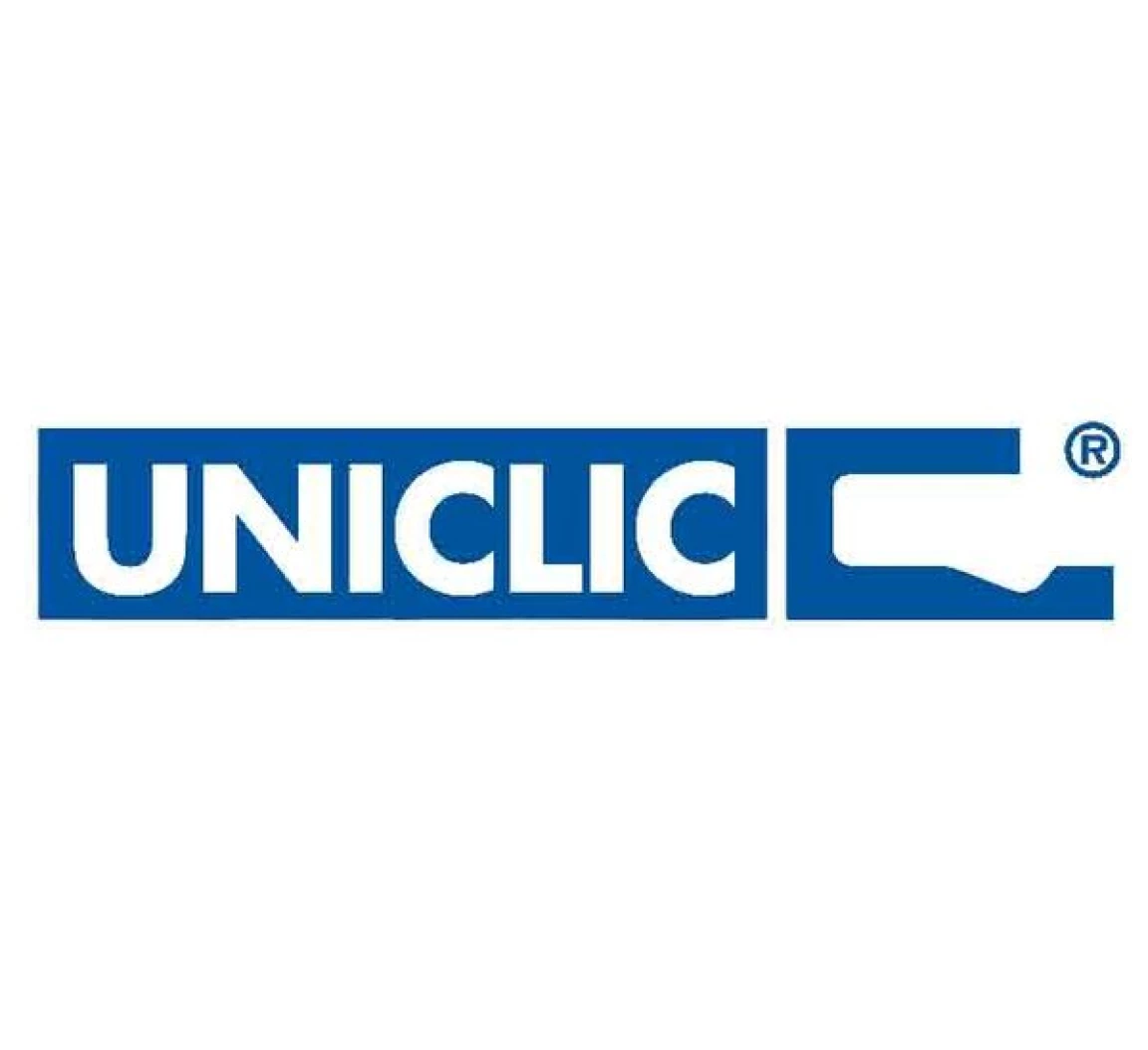Logo uniclic de l'entreprise âme du liège écriture blanche sur fond bleu spécialiste du liège