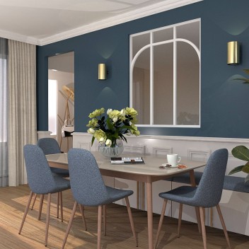 Vignette Verrière type atelier 3 vitrages clairs avec 2 arches et 1 traverses décoratives, chassis blanc, largeur 105 cm