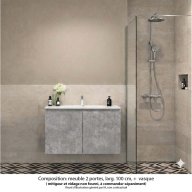 Ensemble meuble de salle de bain Oxford 100 cm béton Bellato, plan vasque marbre reconstitué, 2 portes