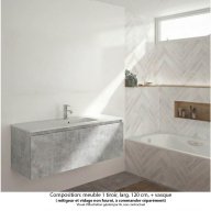 Ensemble meuble de salle de bain Oxford 120 cm béton Bellato, vasque marbre reconstitué, 1 tiroir