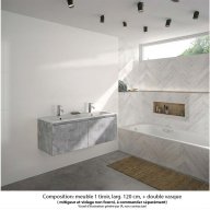 Ensemble meuble de salle de bain Oxford 120 cm béton Bellato, plan double vasque marbre reconstitué, 2 tiroirs