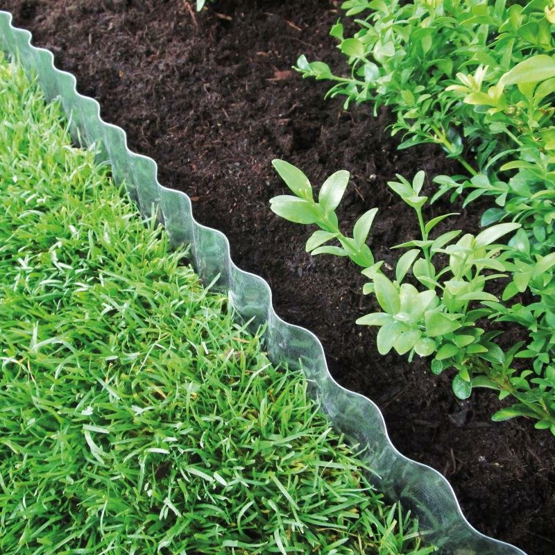 Bordure de pelouse ondulée en métal galvanisé L 500 cm x H 14 cm