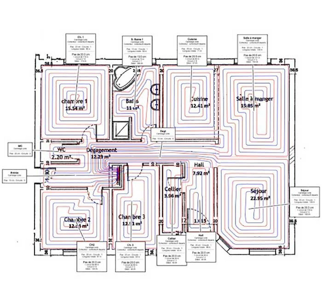Etude plancher chauffant jusqu'à 150 m²