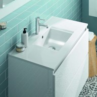 Ensemble meuble de salle de bain Campus 120 cm, plan double vasque GELCOAT profondeur 122 mm brillant, miroir hauteur 60 cm, blanc brillant, 2 tiroirs