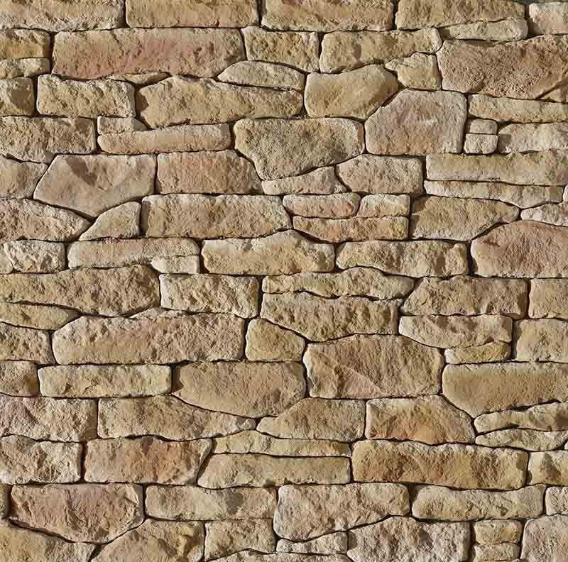 Parement pierre de Causse ton beige doré sur treillis