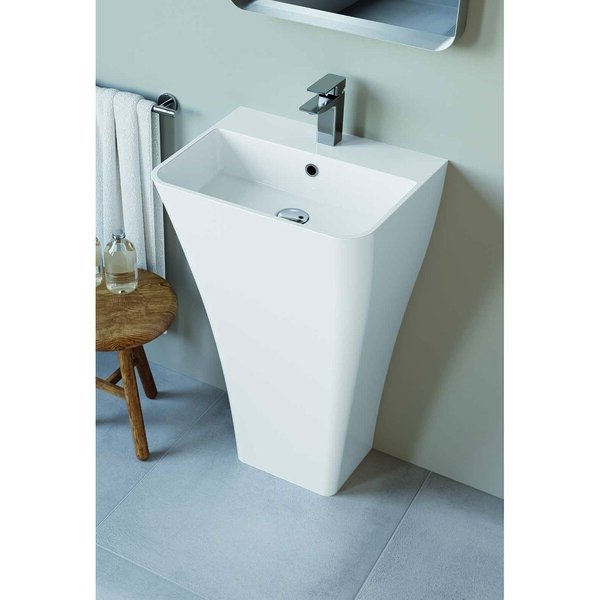 Vasque JAVA design, à poser au sol en durocoat brillant, pour mitigeur sur vasque