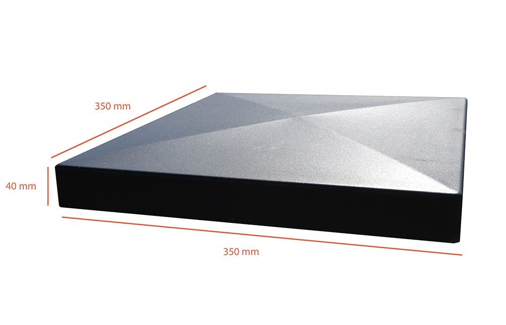 Chapeau de pilier pointe de diamant 35 cm x 35 cm noir sablé