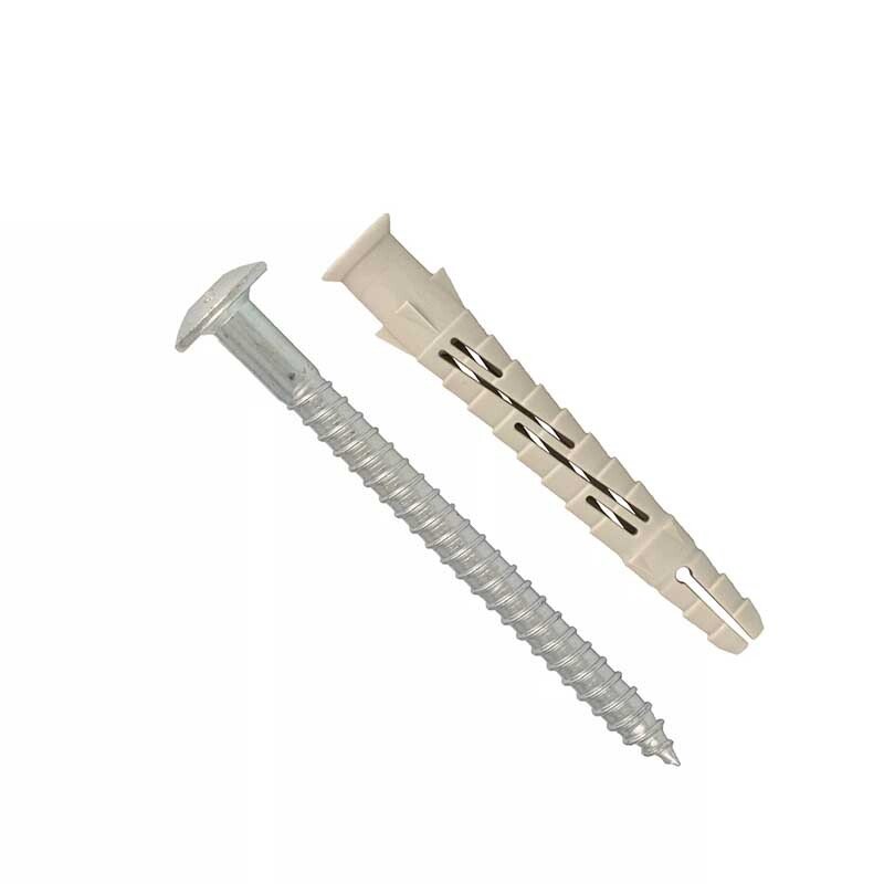 Cheville nylon + vis tête bombée acier zingué 8 mm x 120 mm