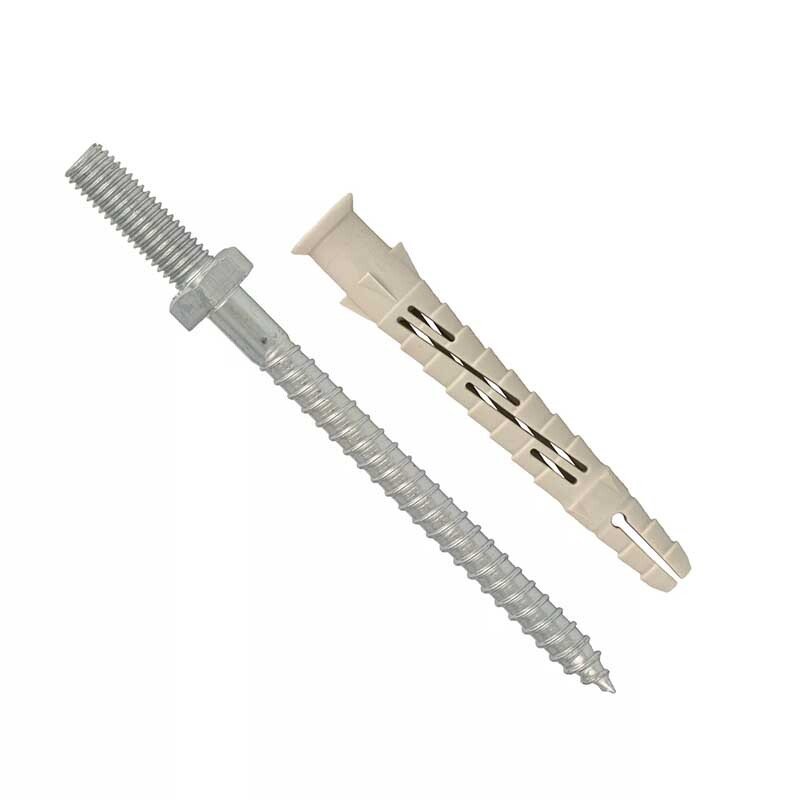 Cheville nylon 10 mm x 80 mm + piton mâle acier zingué 8 mm x 25 mm