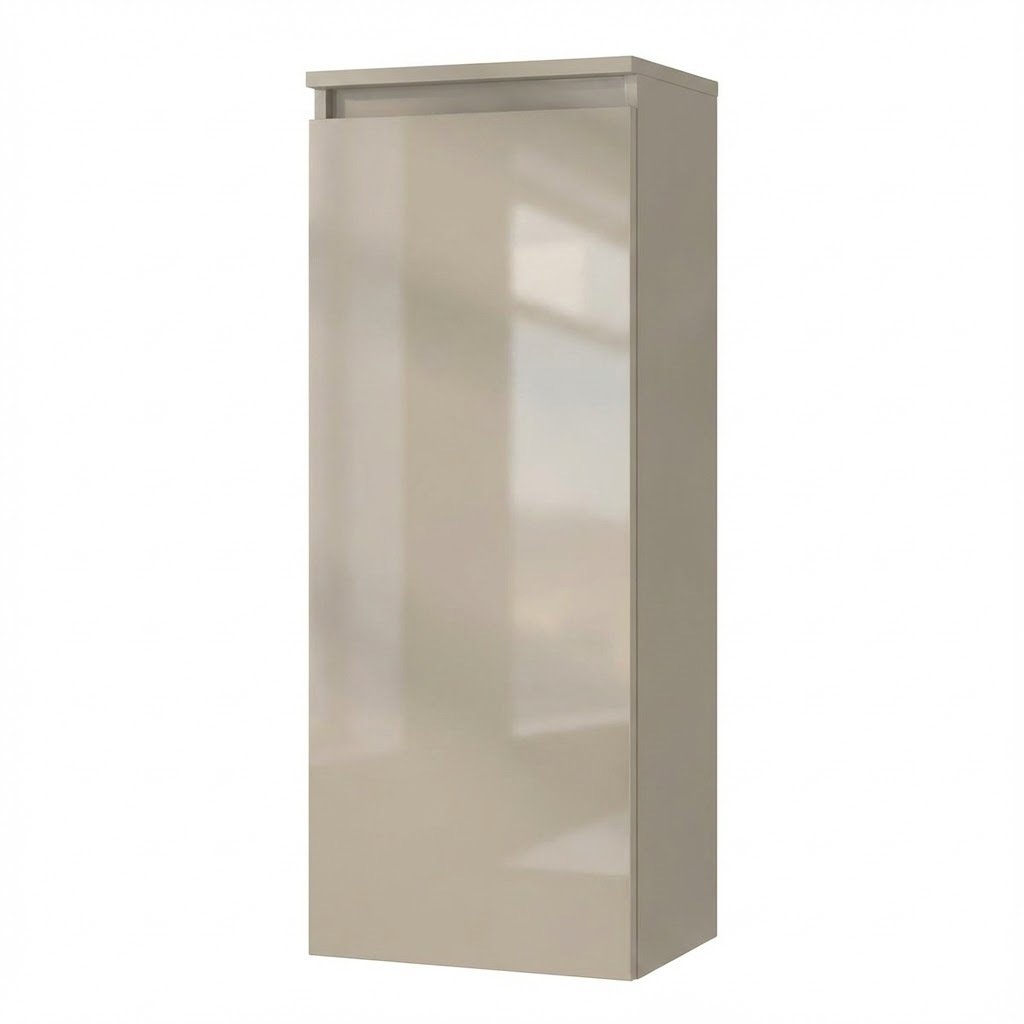 Colonne murale OXFORD, H. 104 cm, P. 35 cm, 1 porte, grège brillant, charnières à gauche