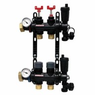 Collecteur 2 départs, polymère, monobloc, vannes droites incluses