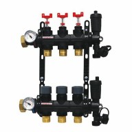 Collecteur 3 départs, polymère, monobloc, vannes droites incluses