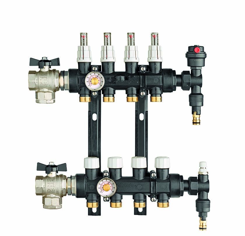 Collecteur 1" Synthèse pré-monté avec débimètre - 3 sorties avec raccords