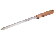 couteau pour isolants biosourcés à double tranchants et manche en bois vue de dessus