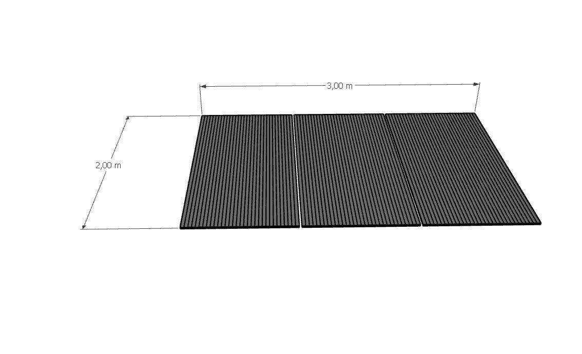 Kit complet toiture polycarbonate 3m x 2 m, incolore, anti-UV 2 faces, profils alu brut