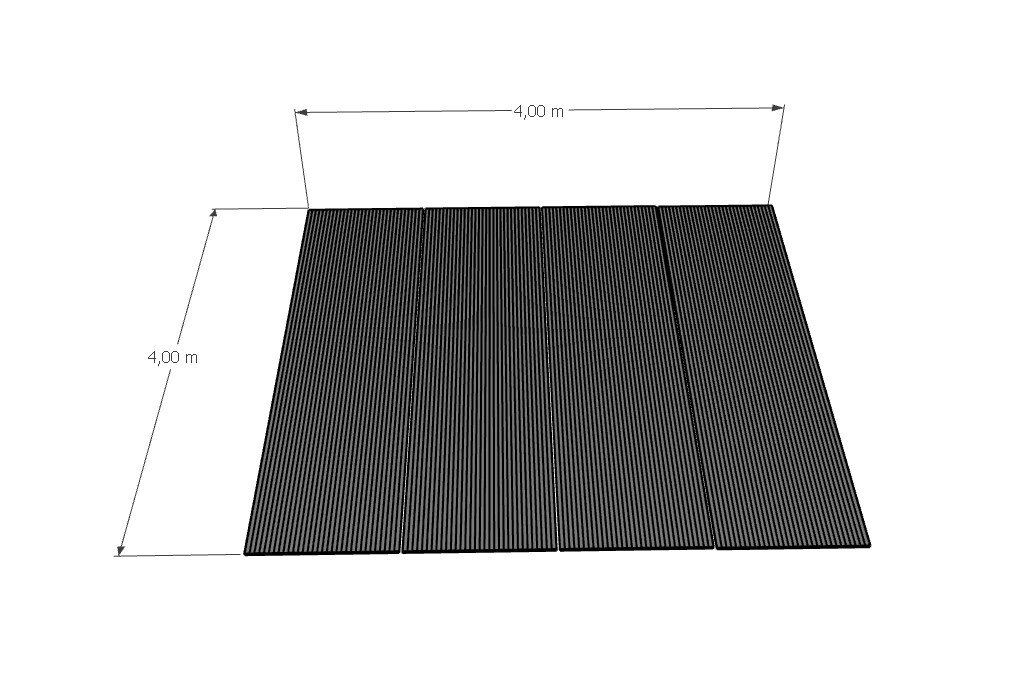 Kit complet toiture polycarbonate 4 m x 4 m, incolore, anti-UV 2 faces, profils alu laqué blanc