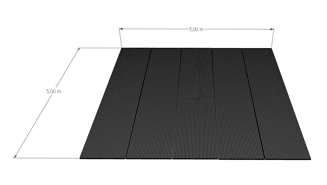 Kit complet toiture polycarbonate 5m x 5 m, incolore, anti-UV 2 faces, profils alu laqué blanc