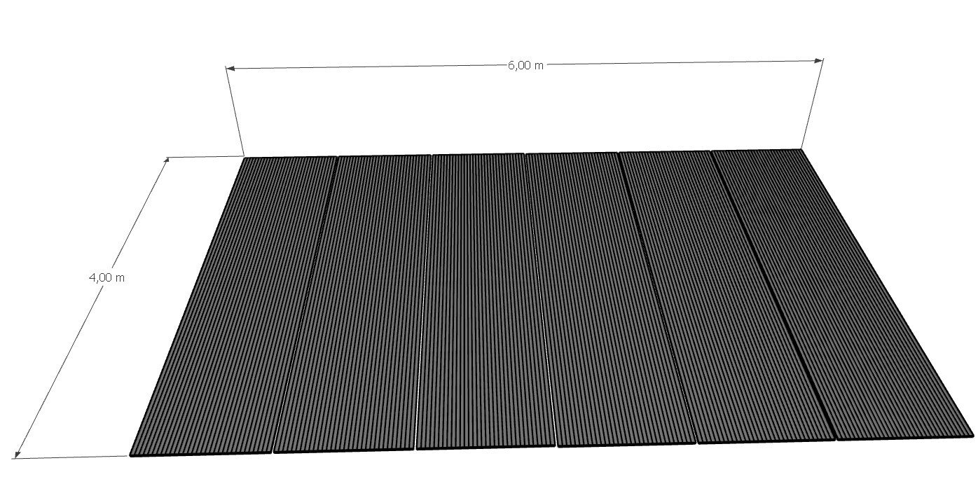 Kit complet toiture polycarbonate 6 m x 4 m, incolore, anti-UV 2 faces, profils alu laqué blanc