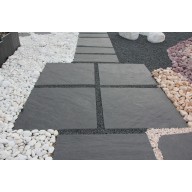 Dalle d'ardoise noire d'Espagne, sciée 6 faces 80 cm x 80 cm x (+/-) 3 cm