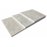 Dalles en marbre beige NOBILY, bords sciés, surface sablée brossée, 40,6 cm x longeur variable x 2 cm