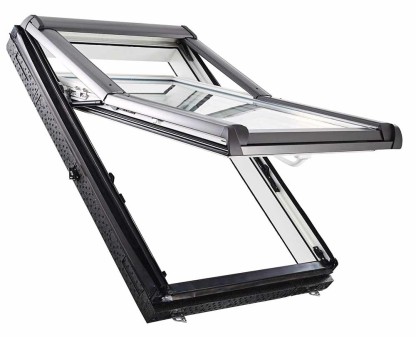 Vignette Fenêtre à projection réhaussée PVC, double vitrage PREMIUM, avec bloc isolant et ventilation intégrée - 54 cm x 78 cm