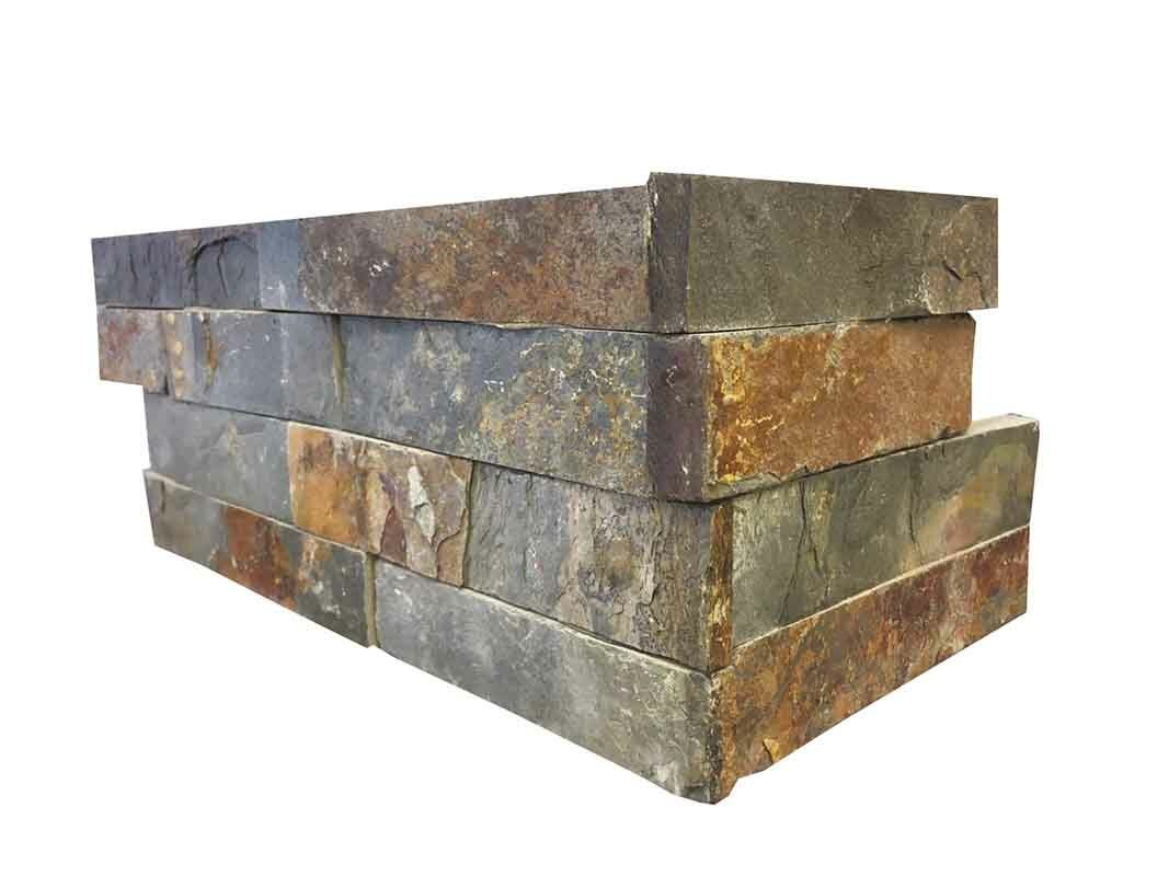 Angle pierre naturelle, teinte ardoise/rouille - PALETTE COMPLETE