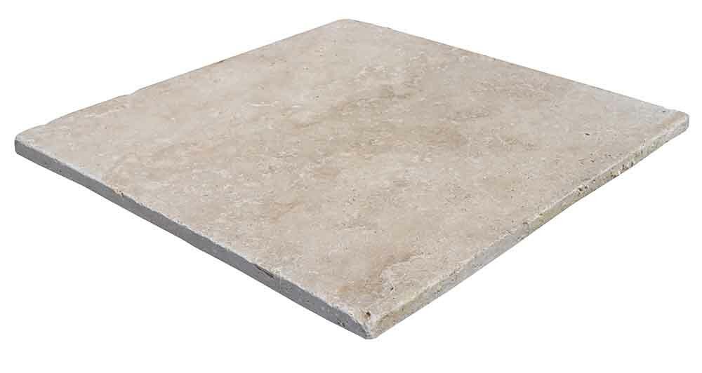 Travertin, dalle de sol ou murale en pierre naturelle CLASSHADE, bords adoucis, surface vieillie, 40,6 cm x 40,6 cm x 1,2 cm - PALETTE COMPLETE