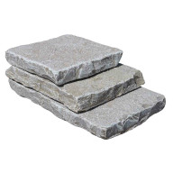 Pavé PONDICHERY en pierre naturelle calcaire d'Inde, bords adoucis, surface vieillie, 15 cm x longueur sur mesure x 2,2 cm - PALETTE COMPLETE