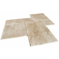 Travertin, dalle de sol ou murale en pierre naturelle CLASSHADE, bords adoucis, surface vieillie, GRAND opus 4 formats, épaisseur 1,2 cm