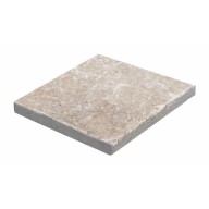 Travertin, dalle de sol ou murale en pierre naturelle CLASSHADE, bords adoucis, surface vieillie, 10 cm x 10 cm x 1 cm