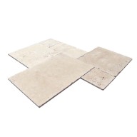 Travertin, dalle de sol ou murale en pierre naturelle CAPLIGHT, bords adoucis, surface vieillie, opus 4 formats