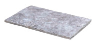 Travertin, dalle de sol ou murale en pierre naturelle TITANIUM GREY, bords adoucis, surface vieillie, 20,3 cm x 40,6 cm x 1,2 cm