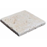 Travertin, dalle de sol ou mural en pierre naturelle CAPLIGHT, bords adoucis, surface vieillie, 10 cm x 10 cm x 1 cm - PALETTE COMPLETE