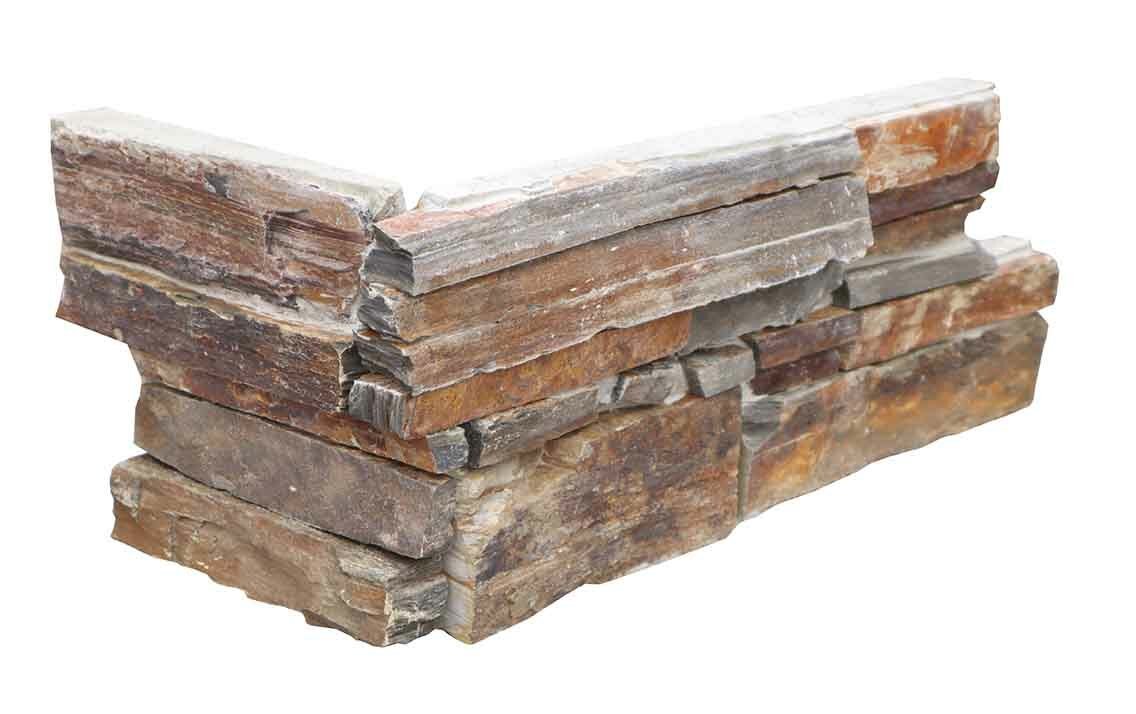 Angle pierre naturelle AUTHENTIK Tanglad, base béton avec agrafe - PALETTE COMPLETE