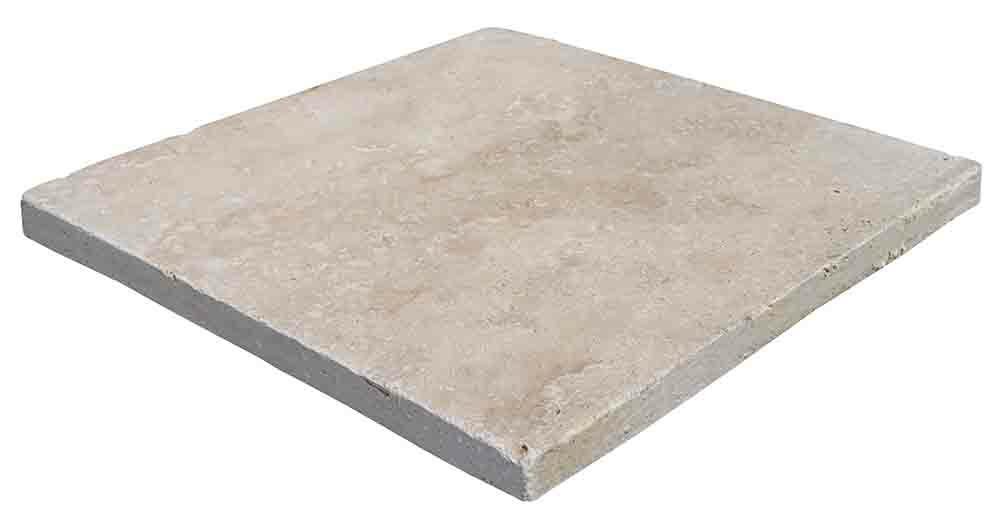 Travertin, dalle de sol en pierre naturelle CLASSHADE, bords adoucis, surface vieillie, 40,6 cm x 40,6 cm x 3 cm - PALETTE COMPLETE