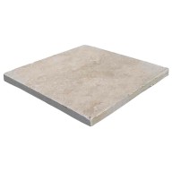Travertin, dalle de sol en pierre naturelle CLASSHADE, bords adoucis, surface vieillie, 40,6 cm x 40,6 cm x 3 cm