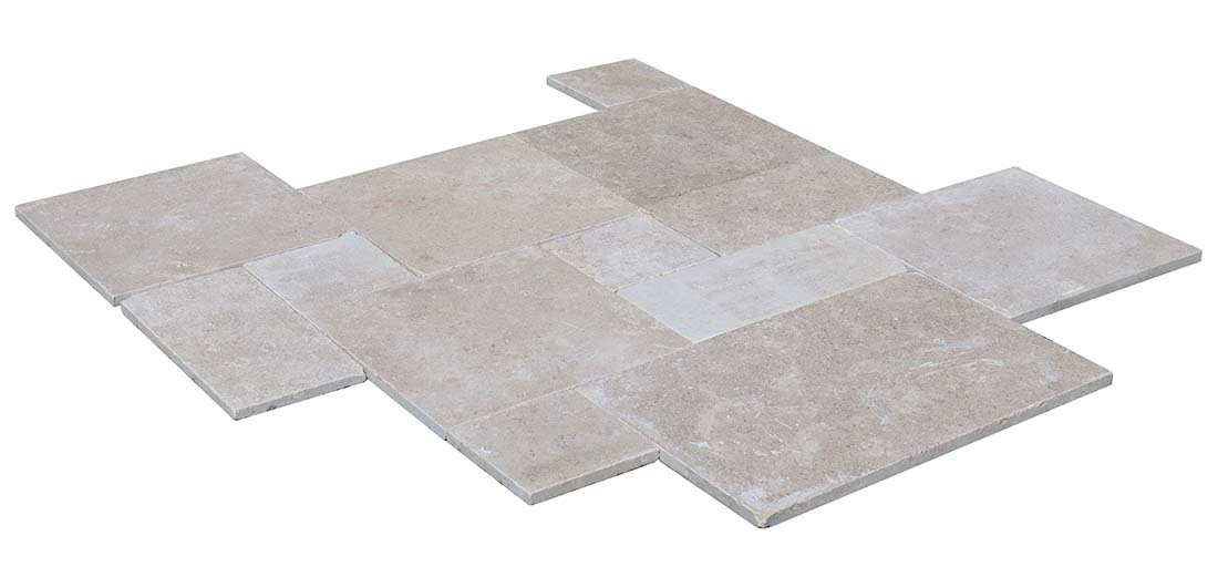 Dalles de sol KHEOPS en pierre d'Egypte, surface vieillie, opus 4 formats , épaisseur 1,8 cm - PALETTE COMPLETE