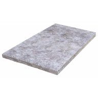 Travertin, dalle de sol en pierre naturelle TITANIUM GREY, bords adoucis, surface vieillie, 40,6 cm x 61 cm x 3 cm