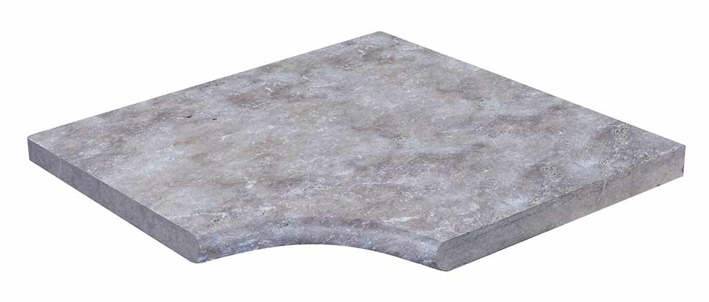 Angle rentrant pour margelle de piscine TITANIUM GREY, 45,7 cm x 45,7 cm x 5 cm, bord demi-rond