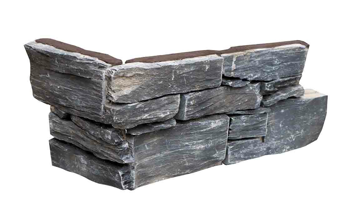 Angle pierre naturelle AUTHENTIK Irazu, base béton avec agrafe - PALETTE COMPLETE