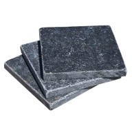 Dalles en marbre noir BLACK PANTHER, bords adoucis, surface vieillie, 10 cm x 10 cm x 1 cm