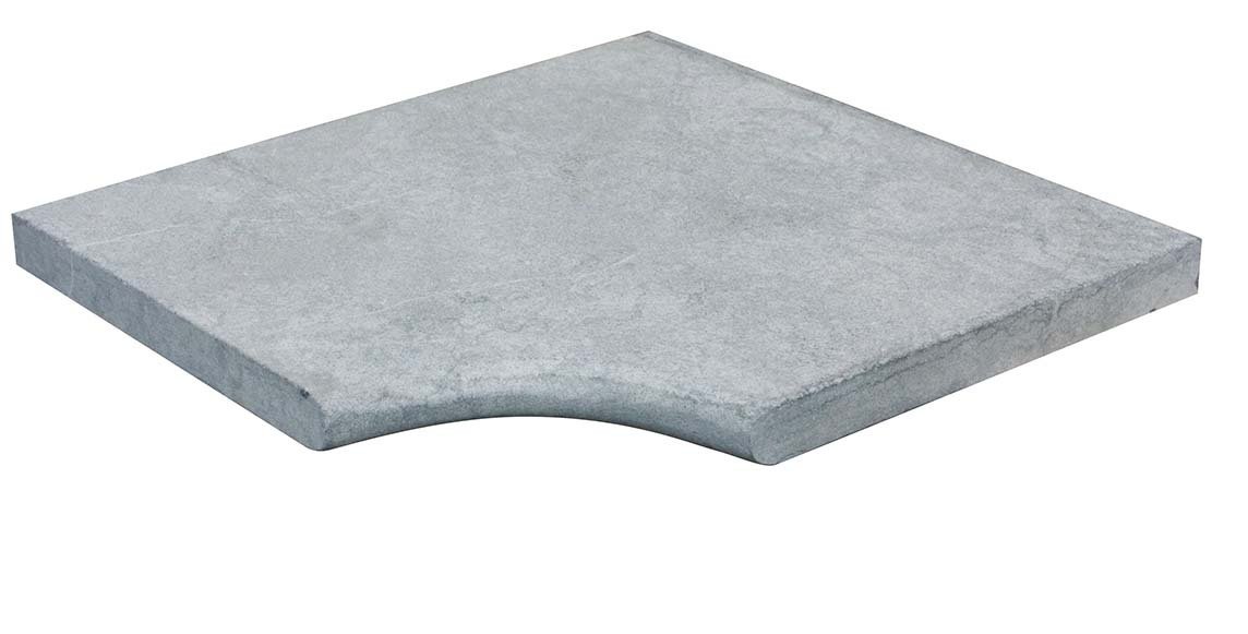 Angle rentrant en marbre NOBILY GREY, pour margelle de piscine , 48 cm x 48 cm x 3,2 cm, bord demi-rond