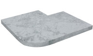Angle sortant en marbre NOBILY GREY,pour margelle de piscine , 48 cm x 48 cm x 3,2 cm, bord droit - PALETTE COMPLETE
