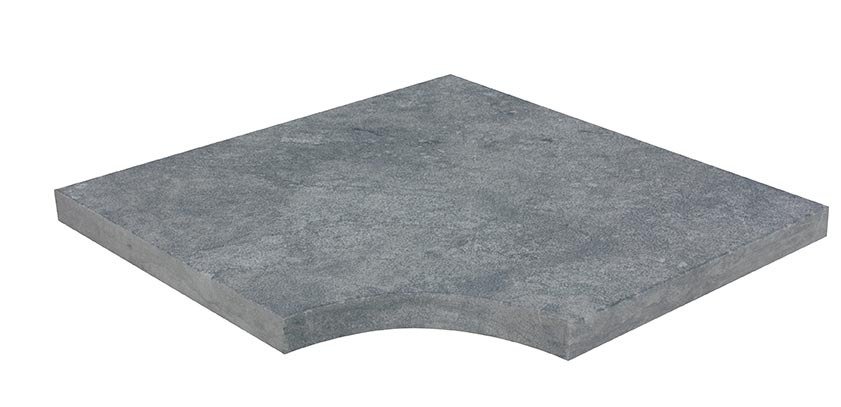 Angle rentrant en marbre NOBILY DARKNESS, pour margelle de piscine , 48 cm x 48 cm x 3,2 cm, bord droit - PALETTE COMPLETE