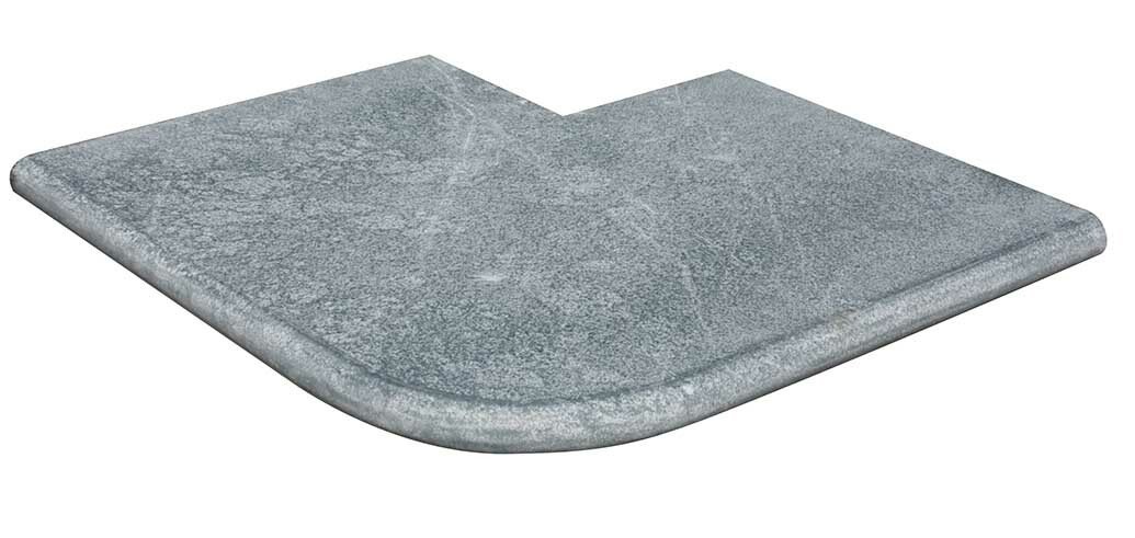 Angle sortant en marbre NOBILY DARKNESS, pour margelle de piscine , 48 cm x 48 cm x 3,2 cm, bord demi-rond - PALETTE COMPLETE