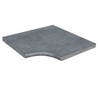 Angle rentrant en marbre NOBILY DARKNESS, pour margelle de piscine , 48 cm x 48 cm x 3,2 cm, bord demi-rond - PALETTE COMPLETE