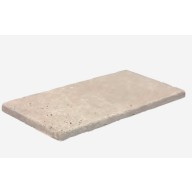 Travertin, dalle de sol ou murale en pierre naturelle CLASSHADE, bords adoucis, surface vieillie, 10 cm x 20 cm x 1 cm - PALETTE COMPLETE